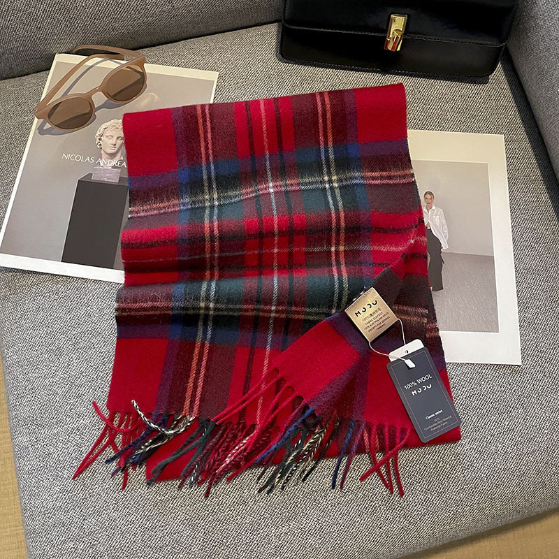 Pure Wool Plaid Scarf British Classic