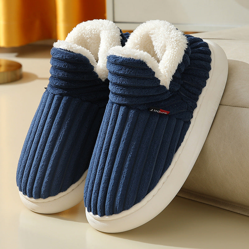 Men Winter New Women Cotton Slippers Outdoor Fashion Couple Slippers Warm Indoor Bedroom Cotton Plush Shoes Fleece Fluffy