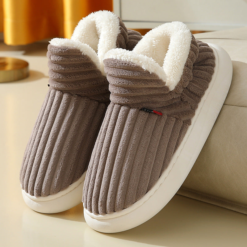 Men Winter New Women Cotton Slippers Outdoor Fashion Couple Slippers Warm Indoor Bedroom Cotton Plush Shoes Fleece Fluffy