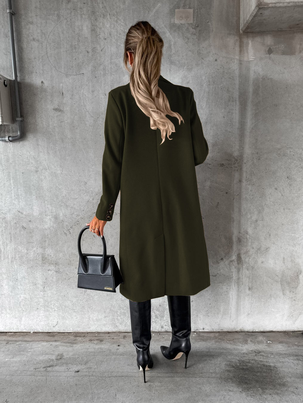 Long Sleeve Lapel Coat Winter Fashion Solid Double Breasted Slim Long Jacket Womens Clothing