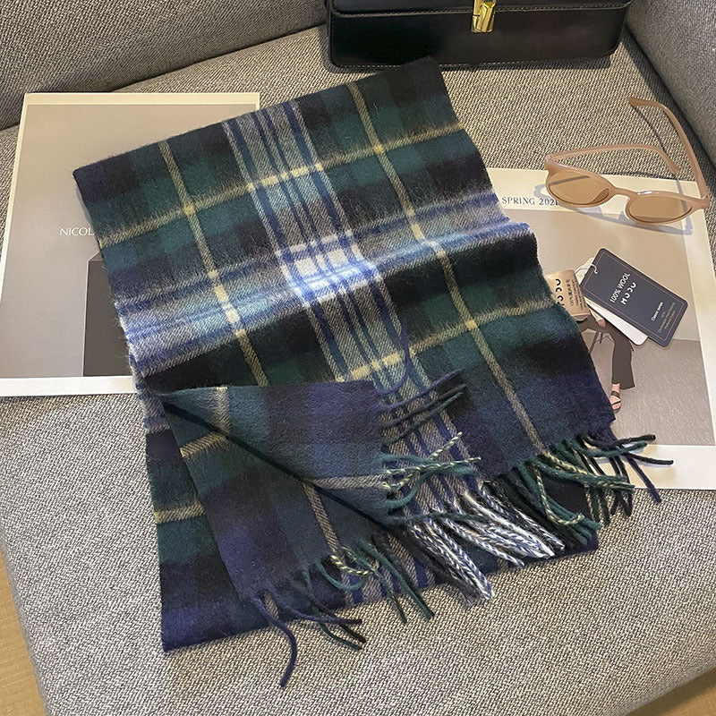 Pure Wool Plaid Scarf British Classic